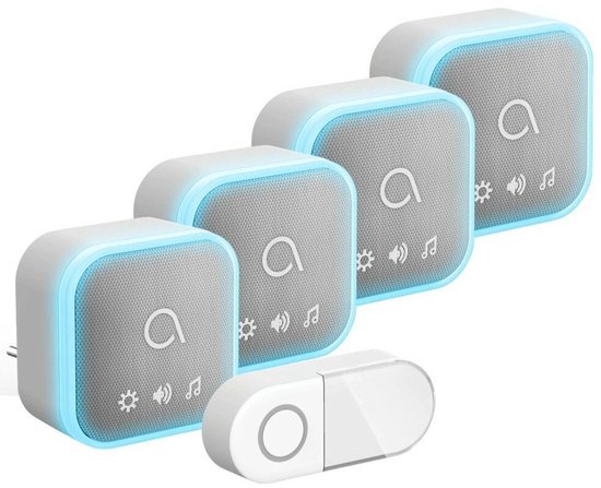 Avidsen 102512-4 Sona-T Plug-In draadloze deurbel met 4 ontvangers voor stopcontact