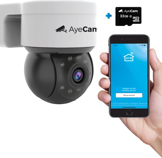 AyeCam Beveiligingscamera voor Buiten - 360PRO - FULL HD - Bewakingscamera - Incl. 32GB SD van AyeCam