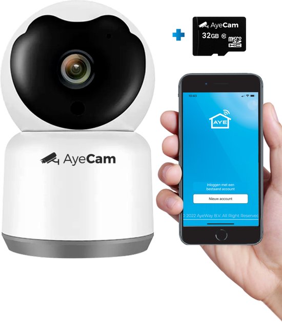 AyeCam Huisdiercamera - Met App - Incl. 32GB SD - WiFi - Beweeg & Geluidsdetectie - Beveiligingscamera - Hondencamera van AyeCam
