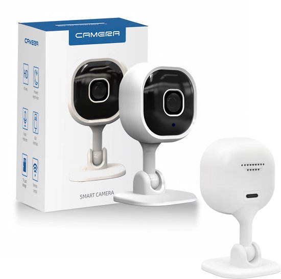 Baby Camera Bewakingscamera - 1080P HD Binnen Camera met Tweeweg Audio - USB Voeding Beveiligingscamera voor Thuis en Baby Monitoring - Wit