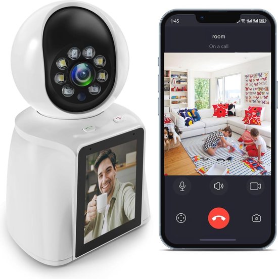 Babyfoon met Camera - HD Beveiligingsmonitor met Nachtzicht en Geluidsdetectie - 360° Rotatie - Ideaal voor Baby en Huisdier