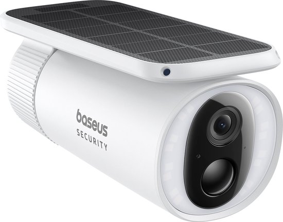 Baseus Beveiligingscamera S1 – Draadloos – Slimme beveiliging – Meedraaiende Zonnepaneel – Buiten – 2K Camera – Stand Alone – WIFI - Werkt met en zonder Homestation – Waterdicht - Weerbestendig – Nachtzicht - Wit van Baseus