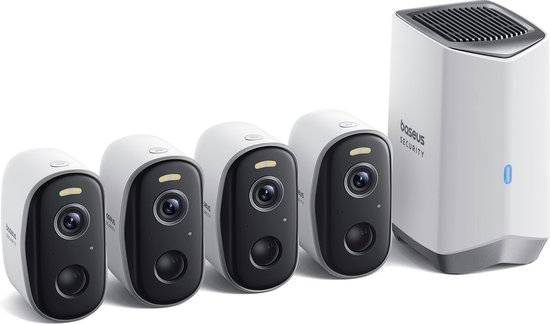 Baseus Beveiligingscamera Set N1 Plus – Draadloos Slimme Beveiliging - 2K Camera - Weerbestendig - Nachtzicht - Inclusief Homestation van Merkloos