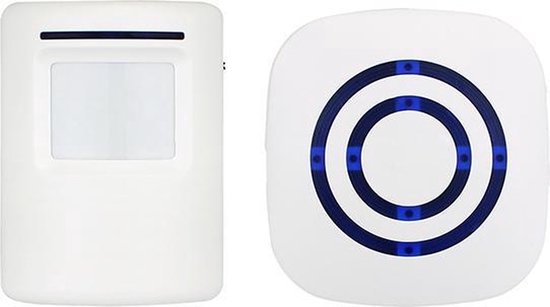 b'Draadloze Entreemelder - Toegangsmelder - Winkelbel - Bewegingsmelder Met Sensor - Geschikt Voor Winkels & Woonhuizen - Wit'