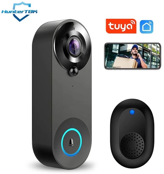 Bealive® Deurbel - Met Camera - Ring - Draadloos - Smart - Wifi - Inclusief Intercom - 2 Way Audio - Zwart - Nachtzicht - Dagzicht - 16,2 x 13,5 x 4,2 cm