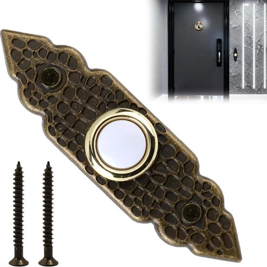 Bedrade Deurbel Knop - Vintage Vervanging - Thuis Toegang - Snelle Signaaloverdracht - 10 x 3 x 3 cm - Brons