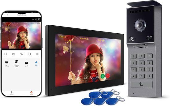 Bedrade Videofoon - 2-Draads Intercom - Veilige Toegang - 7 Inch Touchscreen - 23 x 7 x 16 cm