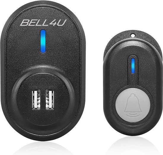 Bell4U Kinetische Draadloze Deurbel - Plug & Play - 1 Ontvangers - Waterdicht - Bereik Tot 100 Meter - Met USB connector