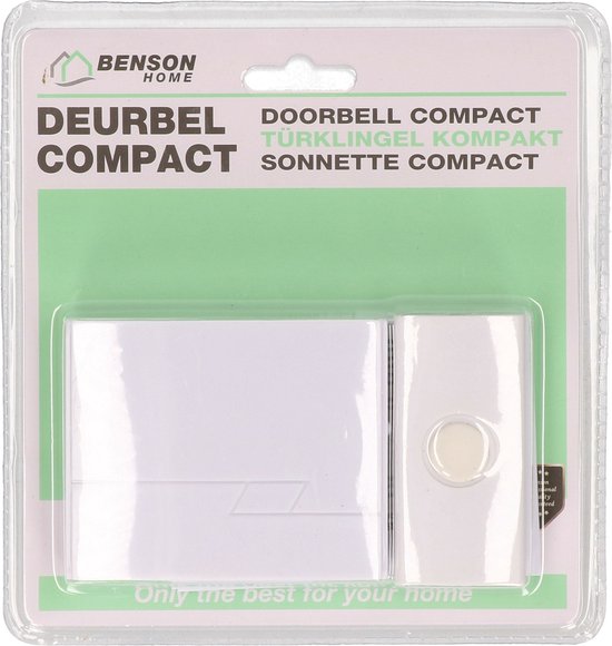Benson Deurbel - draadloos - 16 melodieën - 30 meter bereik - wit - compact