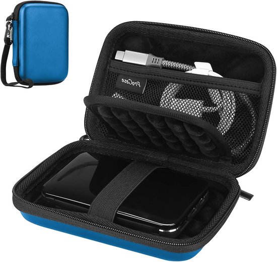 Beschermende 2.5 Inch Externe Harde Schijf Case voor SSD en HDD - Schokbestendig en Draagbaar met Kaartsleuven en Accessoires in Marineblauw
