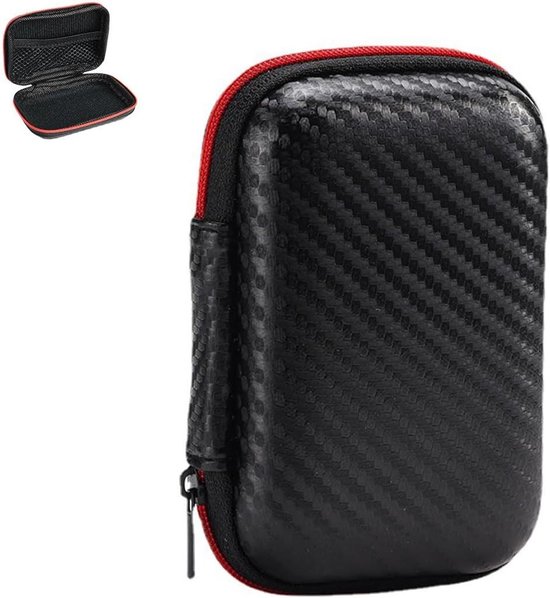 Beschermhoes voor externe harde schijf 11 cm x 8 cm x 4 cm - Draagbare externe SSD reistas organizer zwart van Merkloos