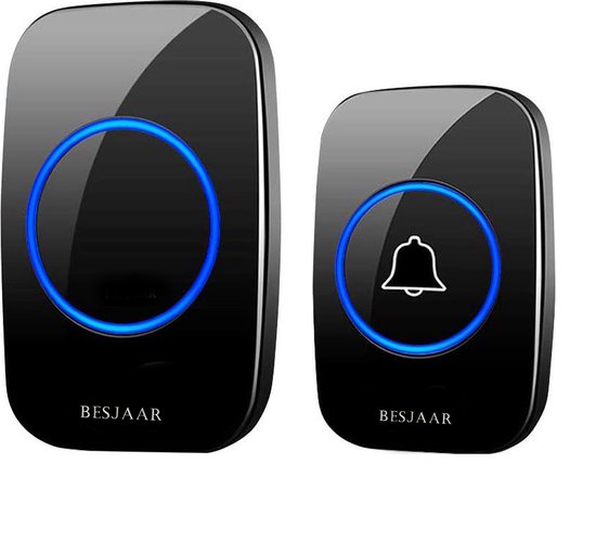 Besjaar Deurbel - deurbel draadloos - Draadloze Deurbel - Inclusief Batterijen - Deurbellen - IP44 Waterdicht - Zwart