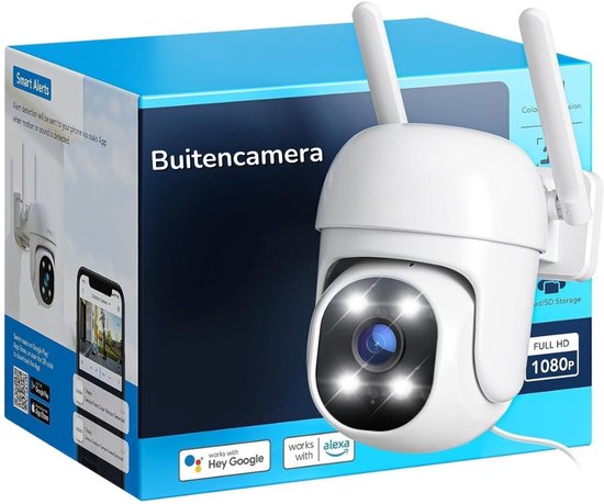 Beveiligings camera Buiten, Bewakingscamera WiFi - Camera bewaking - IR/Kleur - Nachtzicht - Pan & Tilt - Bewegingssensor - Tweerichtingsaudio - 24/7 Opname - Waterdicht - Lokale/Cloud Opslag - 2.4G - GK2 van Merkloos