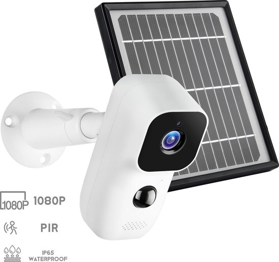 Beveiligingscamera - 100% draadloze Camera - wifi Camera -  oplaadbaar met zonne-energie - inclusief zonne-energiepaneel - overal te plaatsen - IP65 weerbestendig - PIR bewegingscensor - SD-kaart ondersteuning of Cloudopslag. van TechShopXL