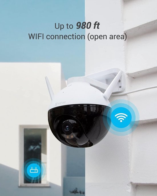 Beveiligingscamera 1080P buiten wifi-bewakingscamera met kleur nachtzicht- pan-tilt outdoor dome camera- IP65 waterdicht- AI menselijke vormdetectie- H.265- Alexa Compatible van Dufesco