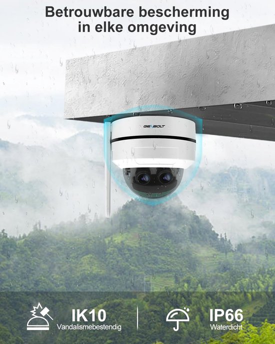 Beveiligingscamera 2.5K Dual Lens PoE - 10X Hybride Zoom - 4 MP Resolutie - Aluminium Wit - Binnengebruik Domecamera