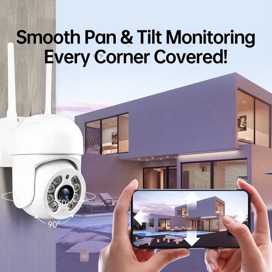 Beveiligingscamera, 3 MP HD Beveiligingscamera, Met SD kaart slot en Wifi. Werkt in de Tuya app. (wit) (GRATIS APP ZONDER RECLAME OF ABBONEMENT)