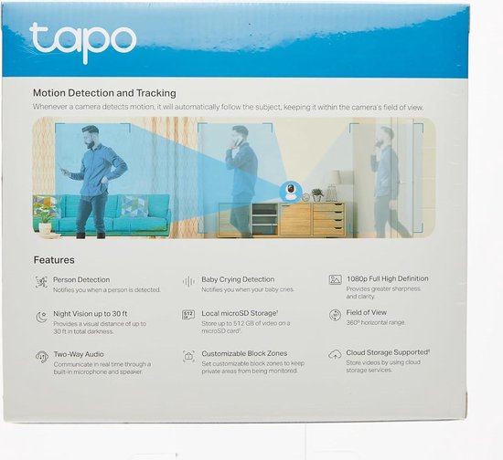 Beveiligingscamera 360° bewakingscamera binnen-1080p-nachtzicht-bewegingsdetectie-twee-weg-audio-compatibel-met-Alexa-en-Google-Assistant-voor-baby's-en-huisdieren-2-stuks C200 met zoekwoorden toegevoegd: slimme beveiligingscamera, draadloze camera. van EZVIZ