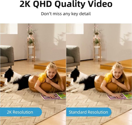 Beveiligingscamera 4 MP wifi-camera 360 graden bewegingstracking- 5G- 24 GHz wifi- binnen- Homekit- twee-weg audio- baby- ouderen- huisdieren- one-touch-oproep