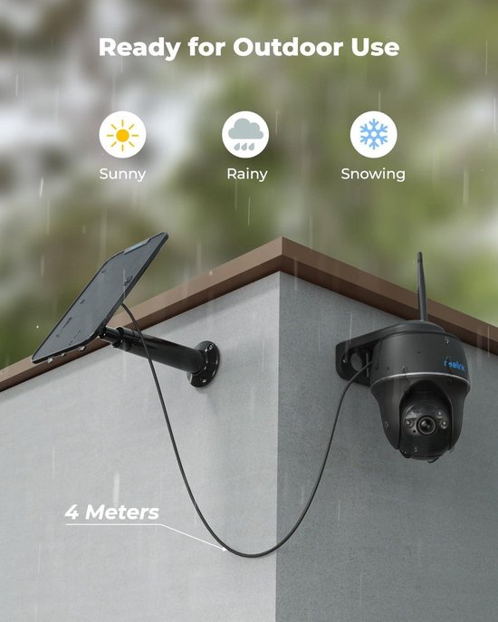 Beveiligingscamera 5MP Solar Outdoor Camera 355°-140° Kantel Batterij IP-camera Personen-Auto-Tiererkennung 2.4-5GHz Wi-Fi Time Lapse 2-way Gesprek Argus PT + solar panel (zwart) van Reolink