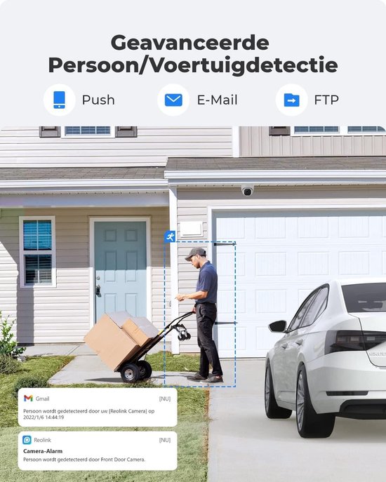 Beveiligingscamera 5MP Super HD met persoons-voertuigdetectie IP Camera microSD kaartsleuf audio IP67 waterdicht 30m IR nachtzicht RLC-520A 2 Pack van Reolink