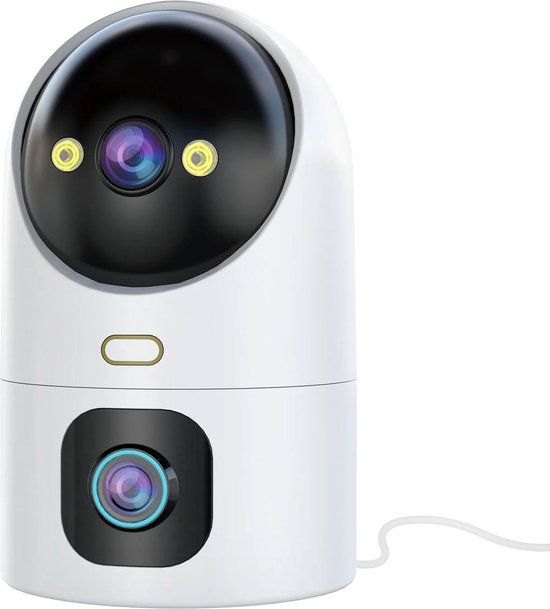 Beveiligingscamera - babyfoon - nightvision - 5g - wifi - auto tracking - dual lens - motion detection - wit - van Kyzze