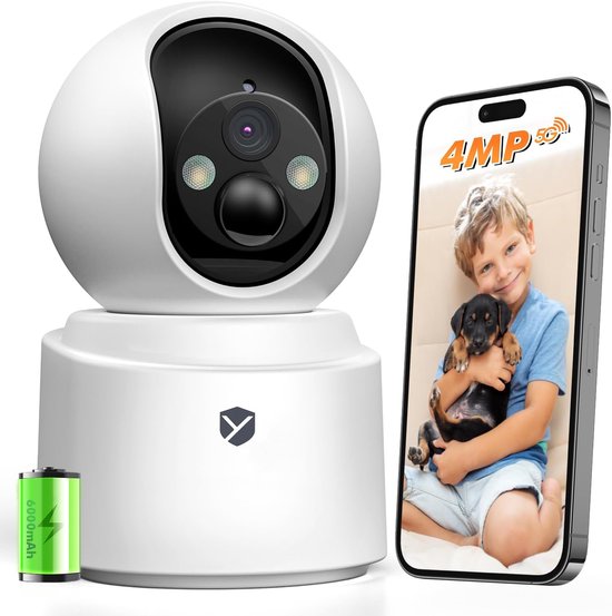 Beveiligingscamera - Binnen Camera - Huisdier Monitoring - 360 Graden Zicht - 4 MP Resolutie - Wit van Merkloos