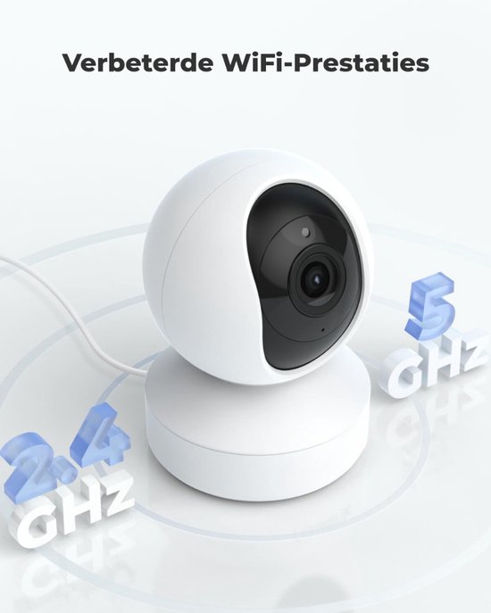 Beveiligingscamera Binnen - Slimme Binnen WiFi CCTV-camera met 2,4/5 GHz, Mens/Huisdier AI-detectie, Automatisch Volgen & 3x Optische Zoom voor Oudere Huisdieren, Tweerichtingsgeluid van Merkloos
