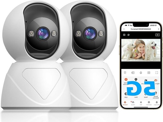 Beveiligingscamera Binnen - Thuis Camera - Huis Bewaken - 5G WiFi Connectie - 1080P HD - Wit