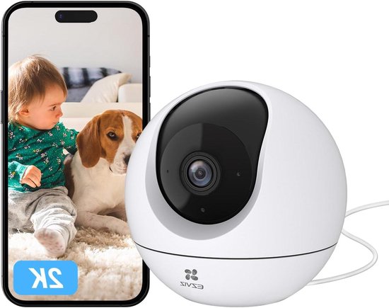 Beveiligingscamera Binnen - Wifi Camera Indoor - Thuisbewaking - AI Menselijke Detectie - 2K Resolutie - Wit
