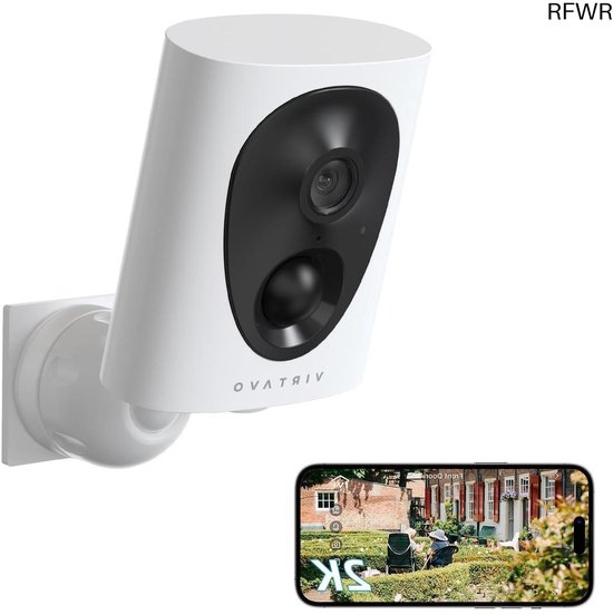 Beveiligingscamera Buiten - Draadloze Camera - Huis Bewaken - 2K Kleuren Nachtzicht - 10 Meter Bereik - Wit