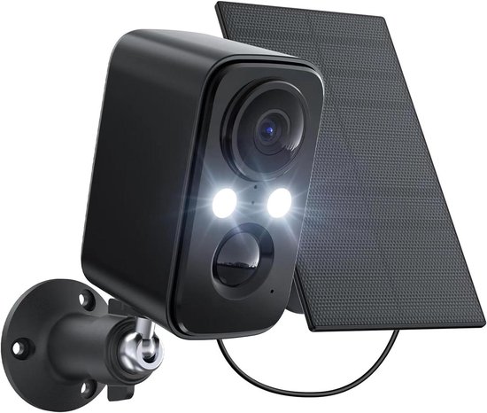Beveiligingscamera Buiten - Draadloze Camera - Woning Bewaken - Met Zonnepaneel - 1080P Resolutie - Zwart