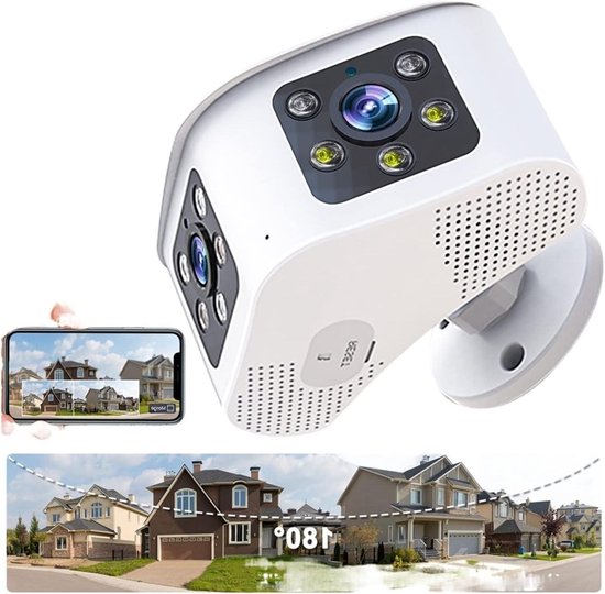 Beveiligingscamera Buiten - HD Camera - Huis Bewaken - 180 Graden Kijkhoek - 5MP - Zwart