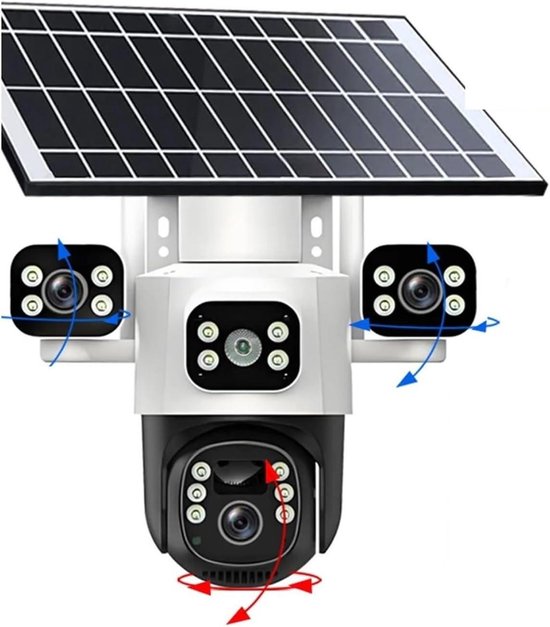 Beveiligingscamera Buiten - IP Camera - Huis Bewaken - Zonne-energie & 4G - 6MP HD Resolutie - Zwart