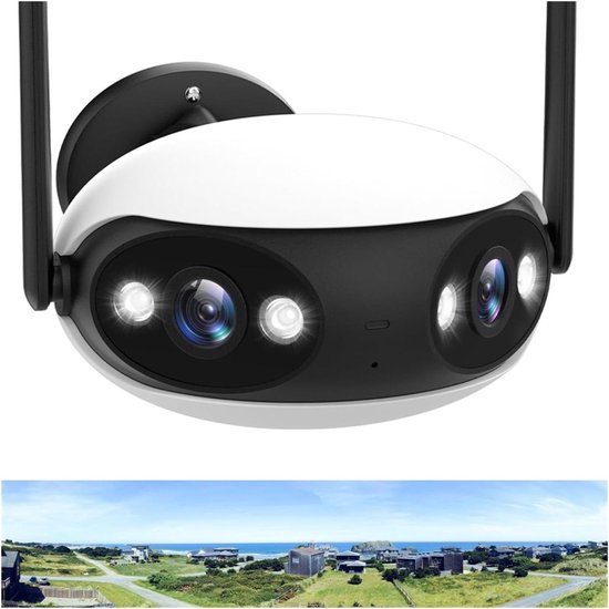 Beveiligingscamera Buiten - IP Camera WiFi - Huis Beveiligen - 180 Graden Panoramisch Zicht - 4MP/8MP Dual Lens - Wit