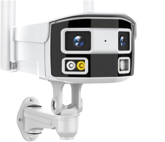Beveiligingscamera Buiten - IP-camera Wifi - Huisbewaking - 180 Graden Panorama - 8MP 4K - Wit