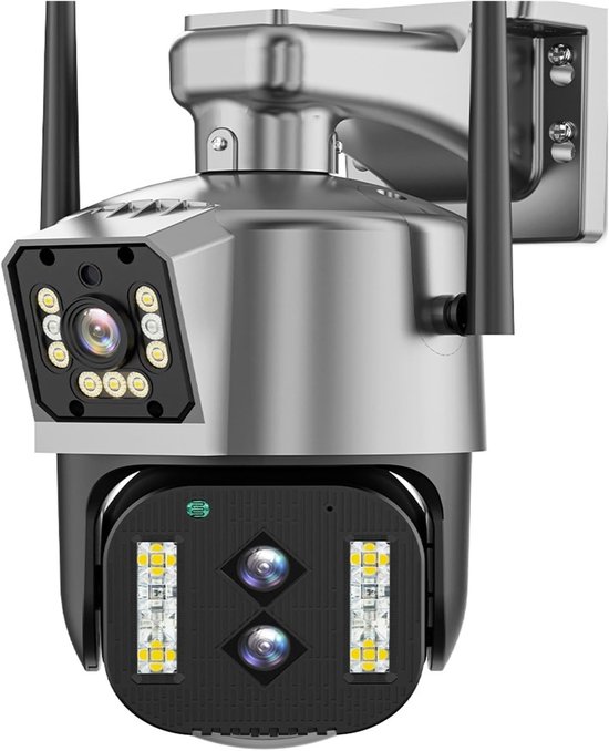 Beveiligingscamera Buiten - PTZ Camera - Woning Beveiligen - Drie Lenzen Dubbel Scherm - 8MP 4K - Wit