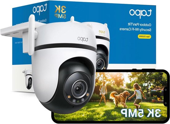 Beveiligingscamera Buiten - WIFI Camera - Huis Beveiligen - 360 Graden Zicht - 5MP - Wit