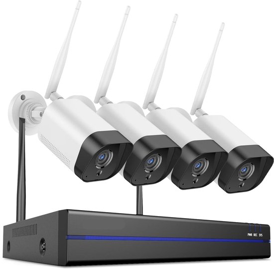 Beveiligingscamera - Draadloze Camera - Camerabewaking - Buiten Camera met Nachtzicht - 5MP Camera's - 8-Kanaals NVR - IP66 Weerbestendig van Merkloos