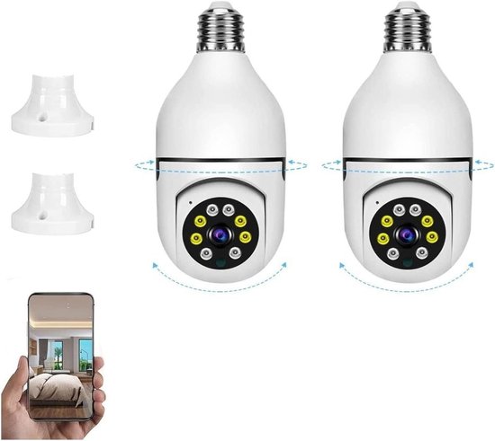 Beveiligingscamera Gloeilamp - Camera Lamp - Woning Beveiligen - 360 Graden Dekking - 2 stuks - Wit