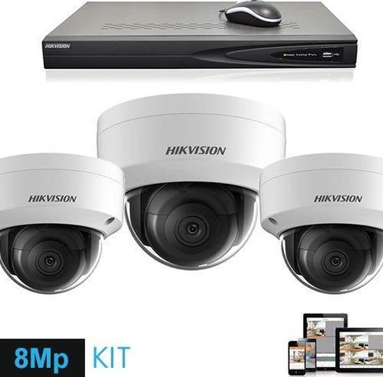 beveiligingscamera Hikvision 4K Ultra HD 8 Megapixel IP Acusense set 3x Dome White van Hikvision