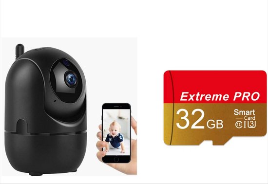 Beveiligingscamera - IP Camera - 1080P - Spraakfunctie - 360° Draaibaar - Zwart van Merkloos