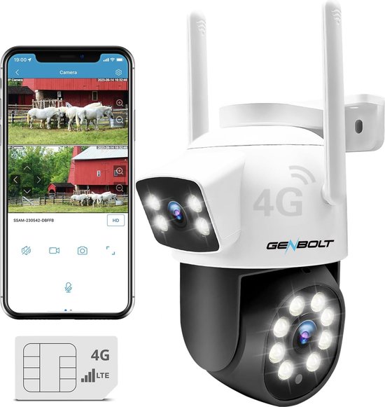 Beveiligingscamera LTE voor Buiten - Dual Lens Cellular CCTV - IP Camera met Sim Kaart - Humanoïde Tracking - Nachtzicht in Kleur van Ctronics