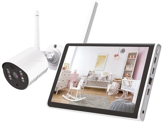 Beveiligingscamera met draadloze 10 inch monitor - Full-HD - Draadloze camera 3MP met bewegingssensor - Incl. monitor en App - HS 260