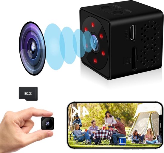Beveiligingscamera - Mini Camera - Thuisbewaking - Offline Gebruik Mogelijk - 4K Resolutie - Zwart