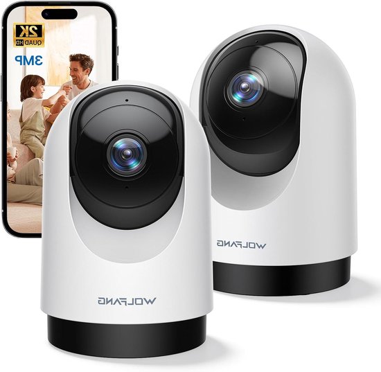 Beveiligingscamera Set - Binnen Camera - Huisbewaking - 360 Graden Rotatie - 2 Stuks - Wit
