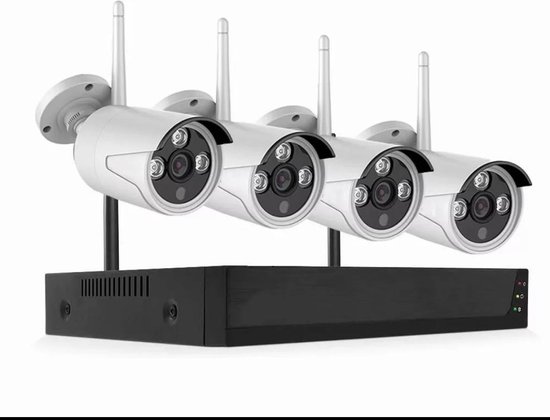 Beveiligingscamera set draadloos, 4 Camera's + NVR 1080p Full Hd PLUG & PLAY van TechEyes