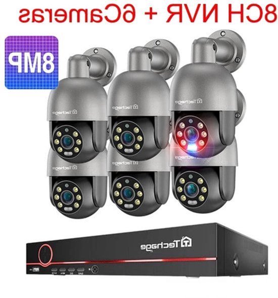 Beveiligingscamera Set – IP Camera – CCTV Systeem – PTZ Camera – 4K 8MP – AI Detectie – Two-way Audio – 1TB HDD – 6 Camera’s