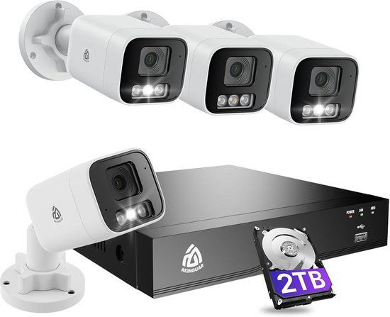 Beveiligingscamera Systeem - CCTV IP Camera - 24/7 Opnames - Kleuren Nachtzicht - 18x28x40 cm - Zwart Wit