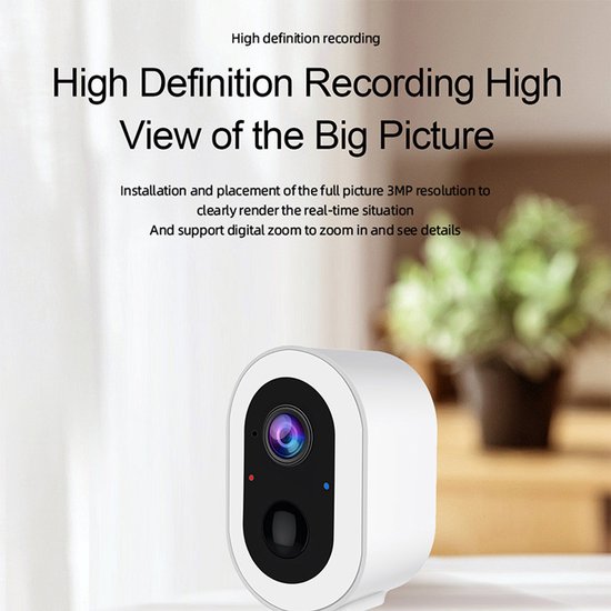 Beveiligingscamera | Wifi | Bewegingsdetectie | Tuya App | 9000 Mah accu | Spotlight | IP65 | Zwart
